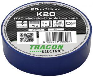 Bandă izolatoare, albastră 20m×18mm, PVC, 0-90°C, 40kV/mm