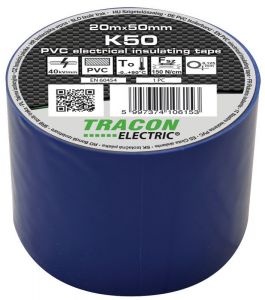 Bandă izolatoare, albastră 20m×50mm, PVC, 0-90°C, 40kV/mm