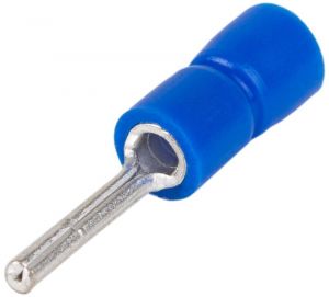 Papuc tip pin, izolat, cupru electrolitic stanat, albastru 2,5mm2, (l1=12mm, d1=2,3mm), PVC