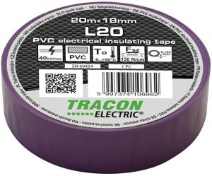 Bandă izolatoare, mov 20m×18mm, PVC, 0-90°C, 40kV/mm