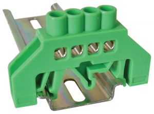 Baretă izolată (N/PE), culoare verde 230/400VAC, 63A, 6×9mm, 4P, IP20