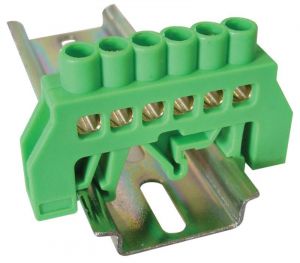 Baretă izolată (N/PE), culoare verde 230/400VAC, 100A, 8×12mm, 6P, IP20