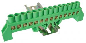 Baretă izolată (N/PE), culoare verde 230/400VAC, 100A, 8×12mm, 14P, IP20