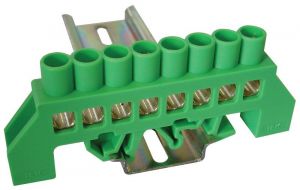 Baretă izolată (N/PE), culoare verde 230/400VAC, 100A, 8×12mm, 8P, IP20