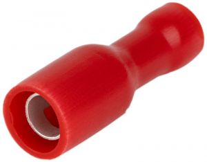 Mufă cilindrică izolată, cupru electrolitic, roşu 1,5mm2, (d1=1,8mm, d2=4mm), PVC