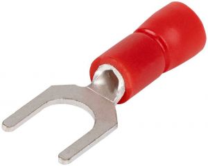 Papuc tip furcă, izolat, cupru electrolitic stanat, roşu 1,5mm2, M6, (d1=1,7mm, d2=6,6mm), PVC