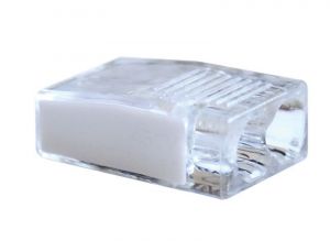 Clemă de legături fără şurub, transparent/roşu 2×0,5-2,5mm2, 450VAC, max. 16A
