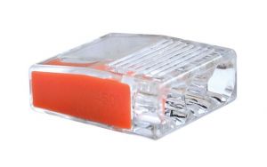 Clemă de legături fără şurub, transparent/portocaliu 3×0,5-2,5mm2, 450VAC, max. 16A