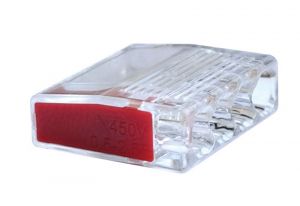 Clemă de legături fără şurub, transparent/galben 4×0,5-2,5mm2, 450VAC, max. 16A