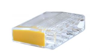 Clemă de legături fără şurub, transparent/gri 5×0,5-2,5mm2, 450VAC, max. 16A
