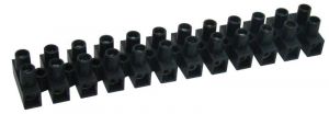 Cleme şir flexibile, profil H, 12 poli, negru 2,5mm2, 450VAC, 16A, PP