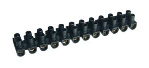 Cleme şir flex. cu lamele, 10mm2, formă H, 12 locuri, negru 10 mm2, 450VAC, 50A, PP