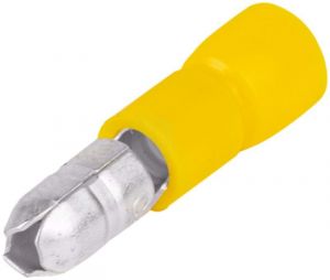 Fişă cilindrică izolată, cupru electrolitic, galben 6mm2, (d1=3,6mm, d2=5mm), PVC