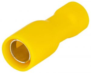 Mufă cilindrică izolată, cupru electrolitic, galben 6mm2, (d1=3,5mm, d2=5mm), PVC