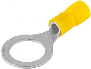 Papuc inelar izolat, cupru electrolitic stanat, galben 6mm2, M8, (d1=3,4mm, d2=8,4mm), PVC