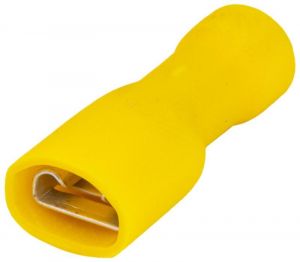 Mufă glisantă complet izolată , alamă stanată, galben 6mm2, 6,3×0,8 mm
