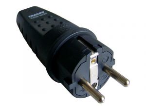 Fişă cu CP lateral, cauciuc 16A, 250V, 2P+E, IP44 (DUAL Schuko/French)