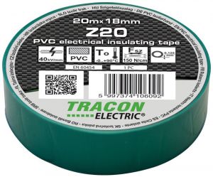 Bandă izolatoare, verde 20m×18mm, PVC, 0-90°C, 40kV/mm