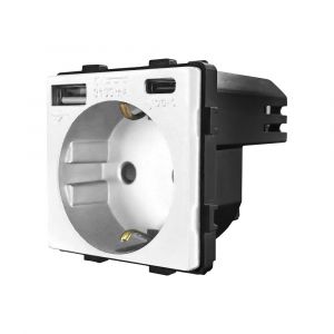 Luxion Priza Simpla + USB-A + USB-C 20W Alb