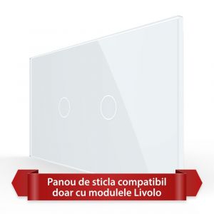 Panou Intrerupator Simplu + Simplu cu Touch LIVOLO din Sticla, Standard Italian - 4M
