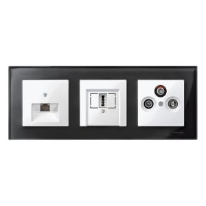 Merten System M clapeta priza RJ45 , RJ11, simpla , alb polar