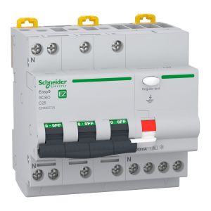Easy9 Disjuctor Diferential RCBO 3P+N C 25A 30mA 6kA A EZ9D55725