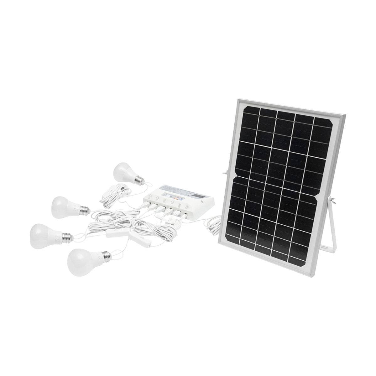 Sistem iluminat cu 4 becuri LED si panou solar 9V/12W BK69218
