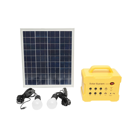 Sistem panou solar policristalin 18V/20W cu radio FM /MP3 si 2 becuri