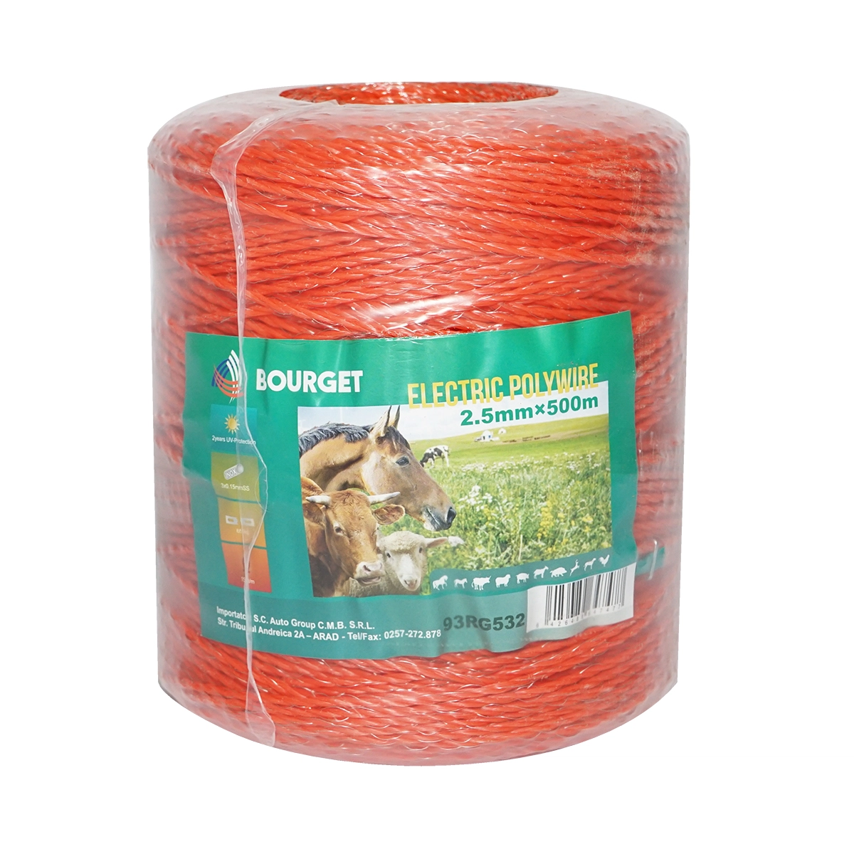 Rola fir portocalie fi 2.5mm 3x0.15mm 500M gard electric 93RG532