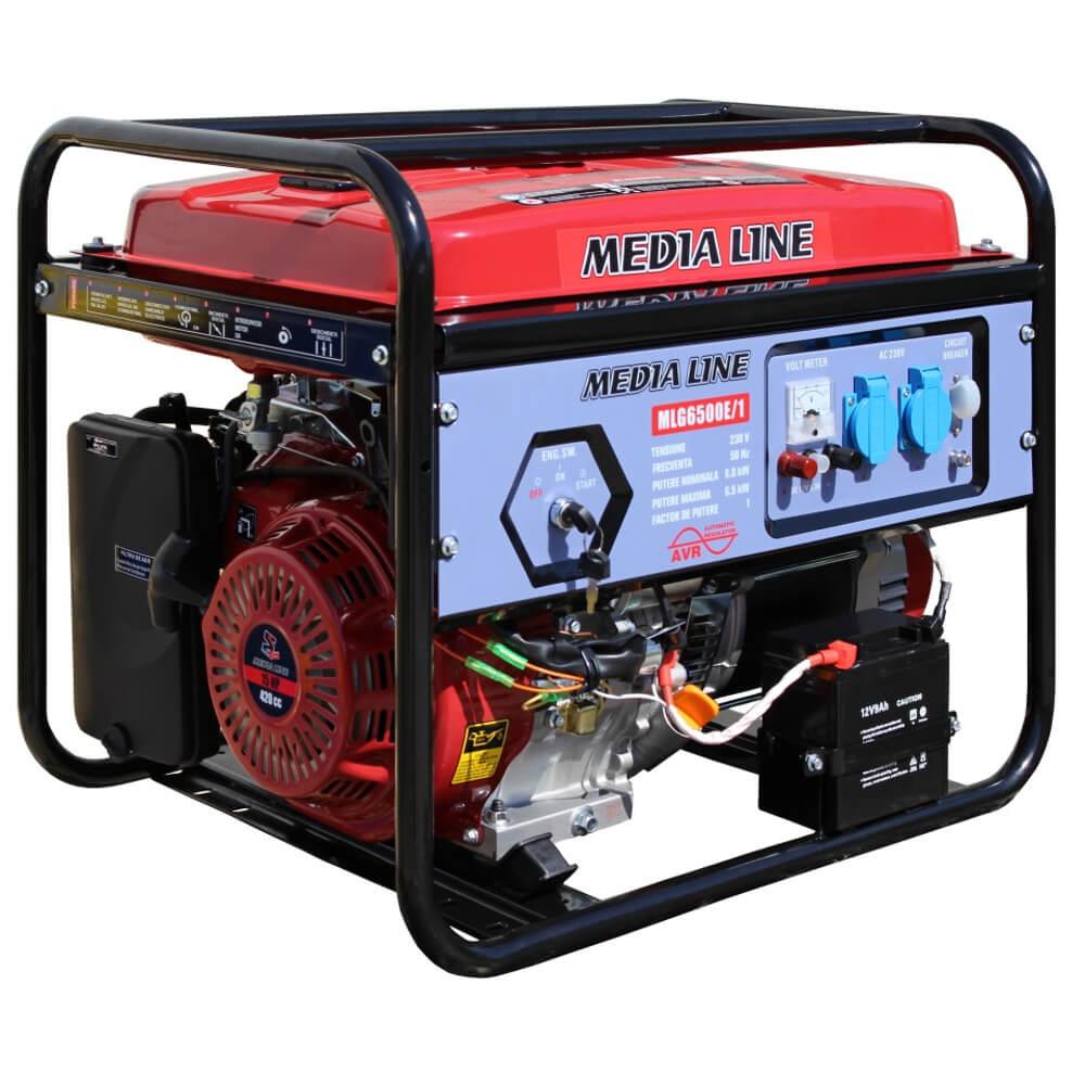 Generator curent pe benzina monofazat Media Line MLG 6500E/1, 6.5 kW, motor Media Line, 230 V