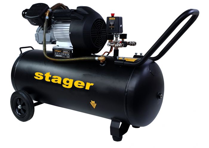 Compresor aer 10 bari , 100L, 356L/min, monofazat, angrenare directa Stager HM3100V-10