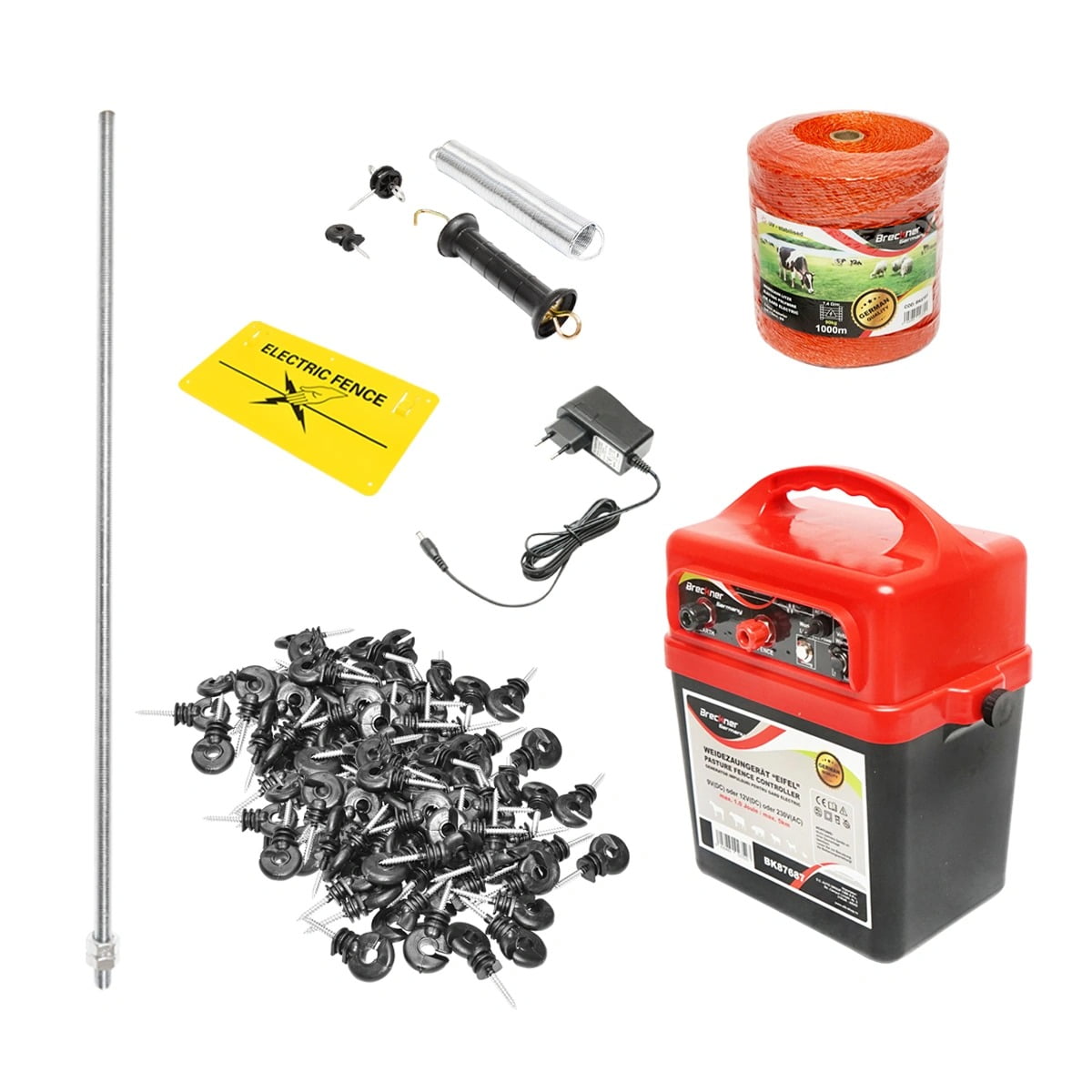 Kit gard electric 9-12V/220V, 1 Joule, lungime fir 1000m cu baterie Breckner Germany