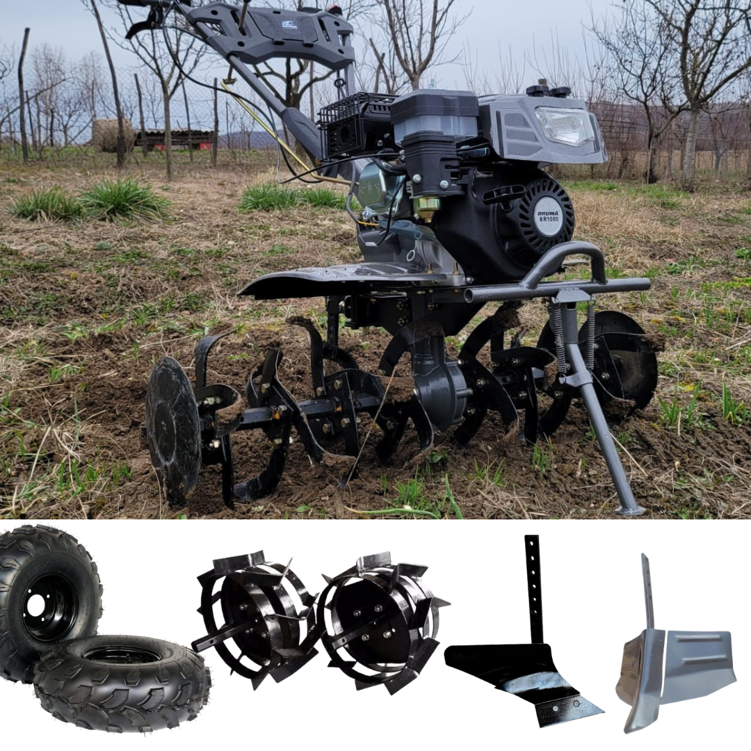 Motocultor 8.5CP cu roti ATV si accesorii BR1000