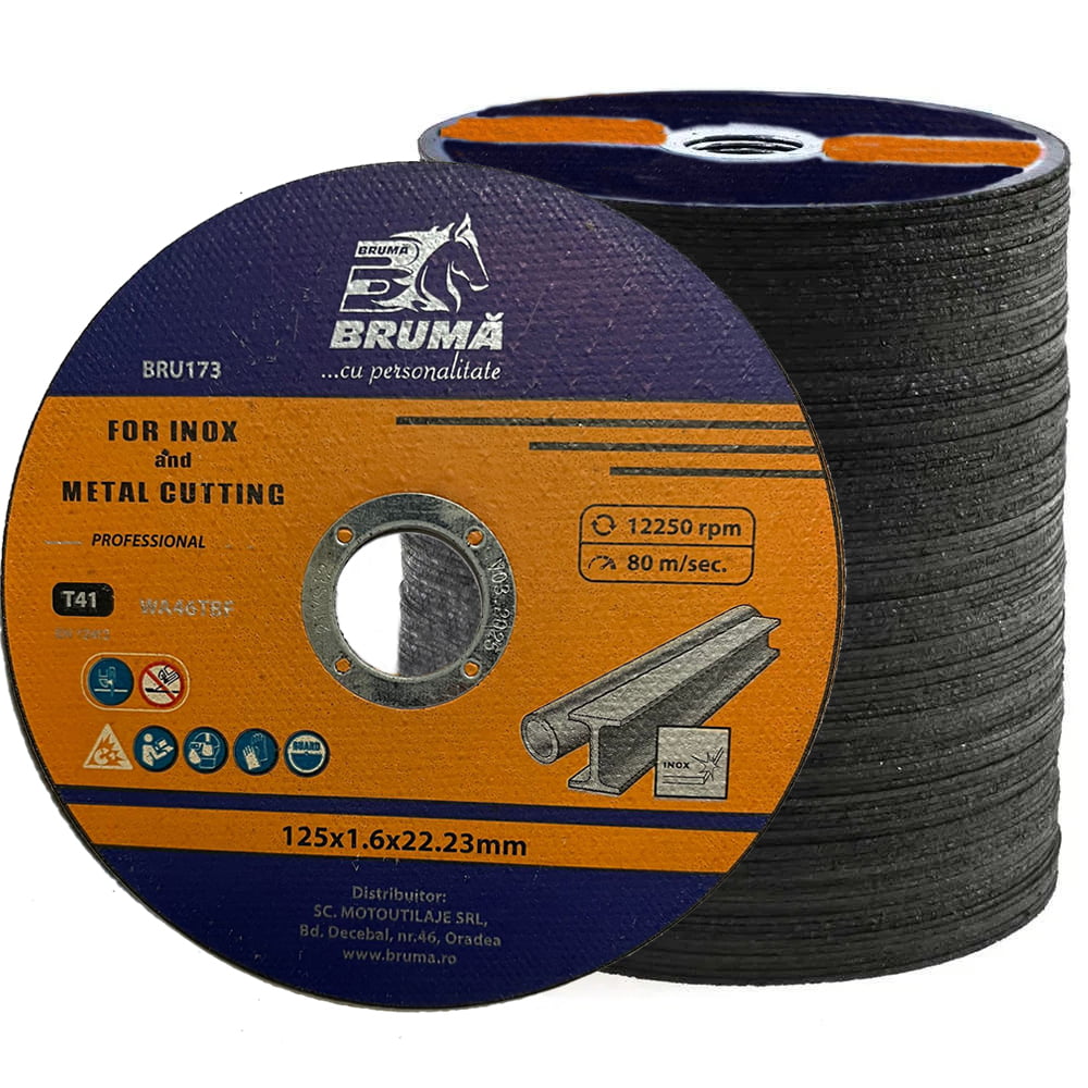 Set 100 Discuri debitare inox si metal Bruma BRU173 125*1.6 mm