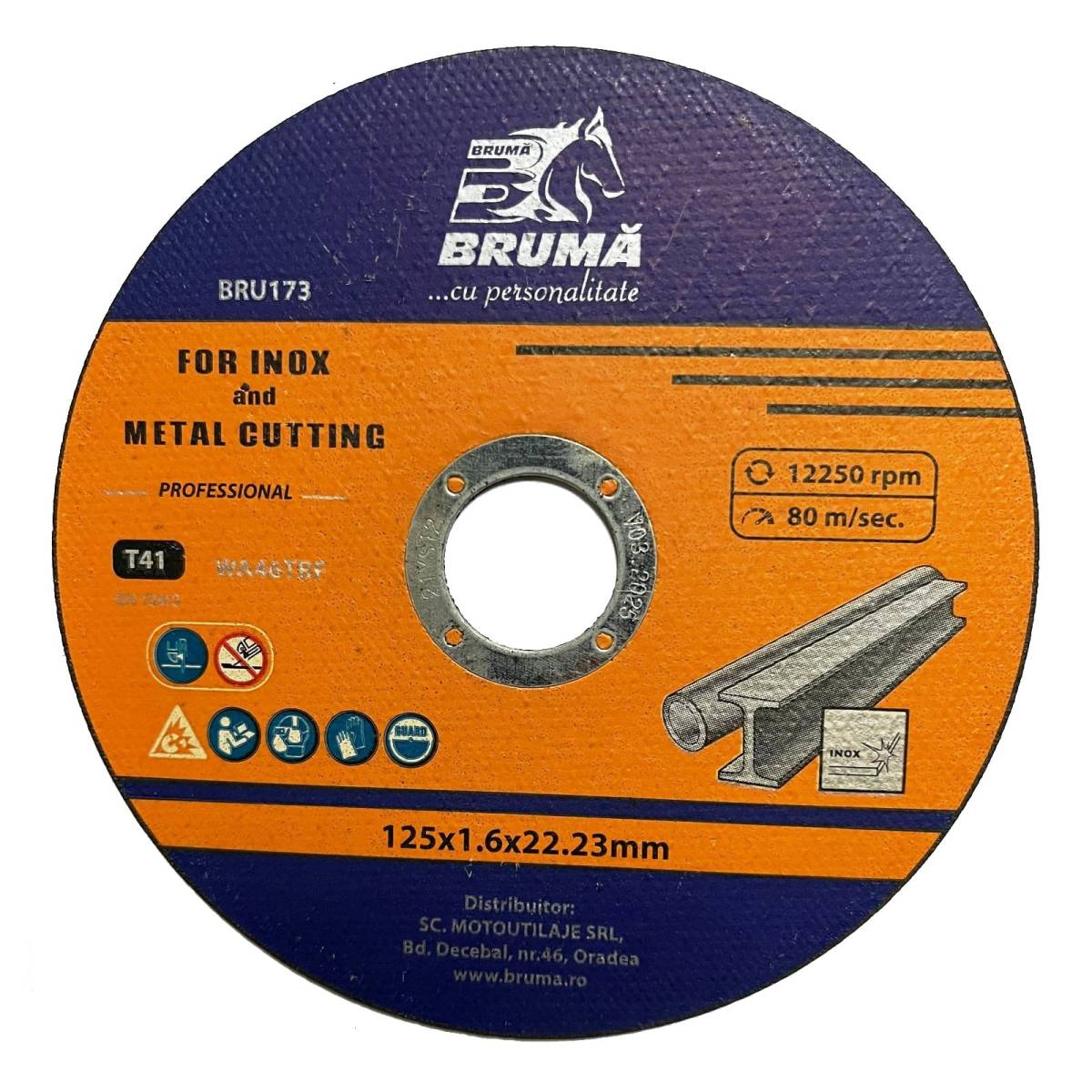 Disc debitare inox si metal Bruma BRU173, 125x1.6 mm