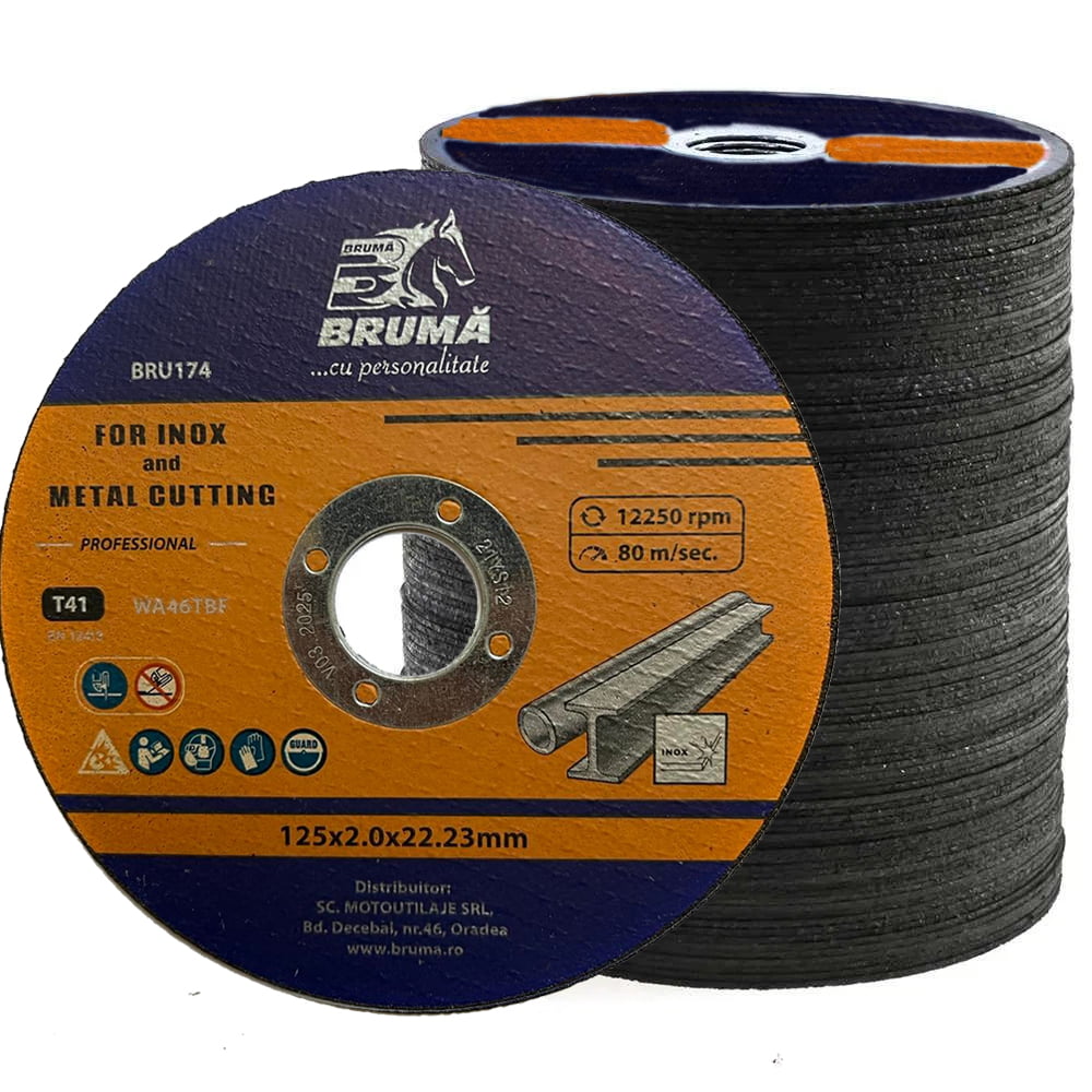 Set 100 Discuri debitare inox si metal Bruma BRU174 125*2 mm