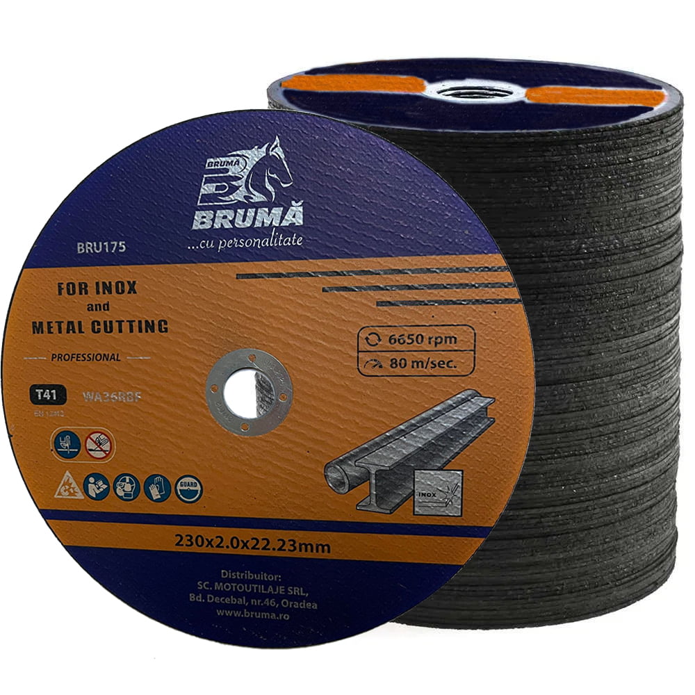 Set 10 Discuri debitare inox si metal Bruma BRU175 230*2 mm