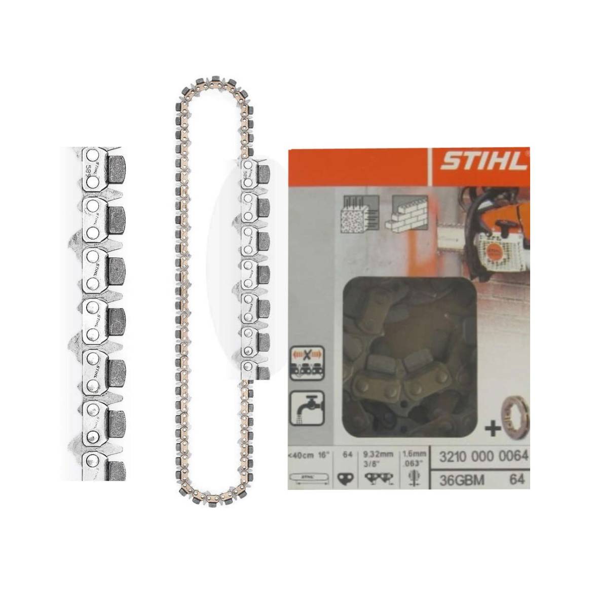 Lant STIHL diamantat pentru Fierastrau taiat beton STIHL GS641 CM1.6mm 3/8 64 pinteni
