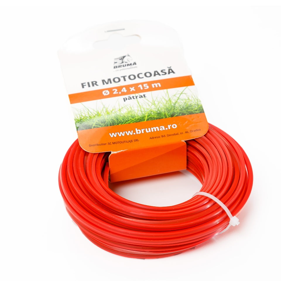 Fir motocoasa 2.4 mm x 15 m patrat Bruma BRU104