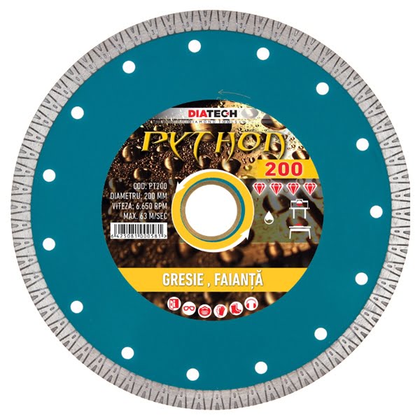 Disc diamantat taiere umeda Diatech PT200