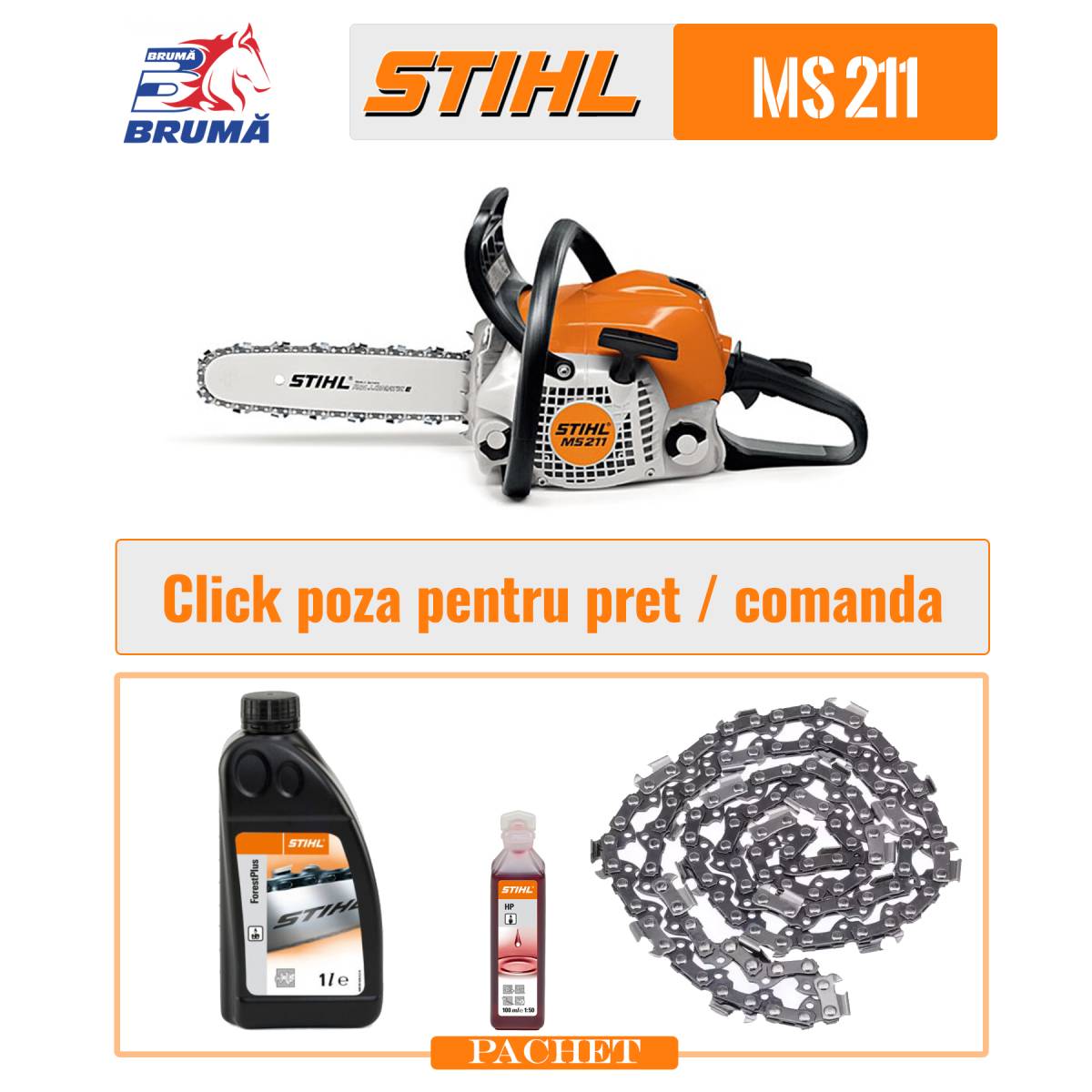 Motofierastrau MS 211, 2.3 CP PKG