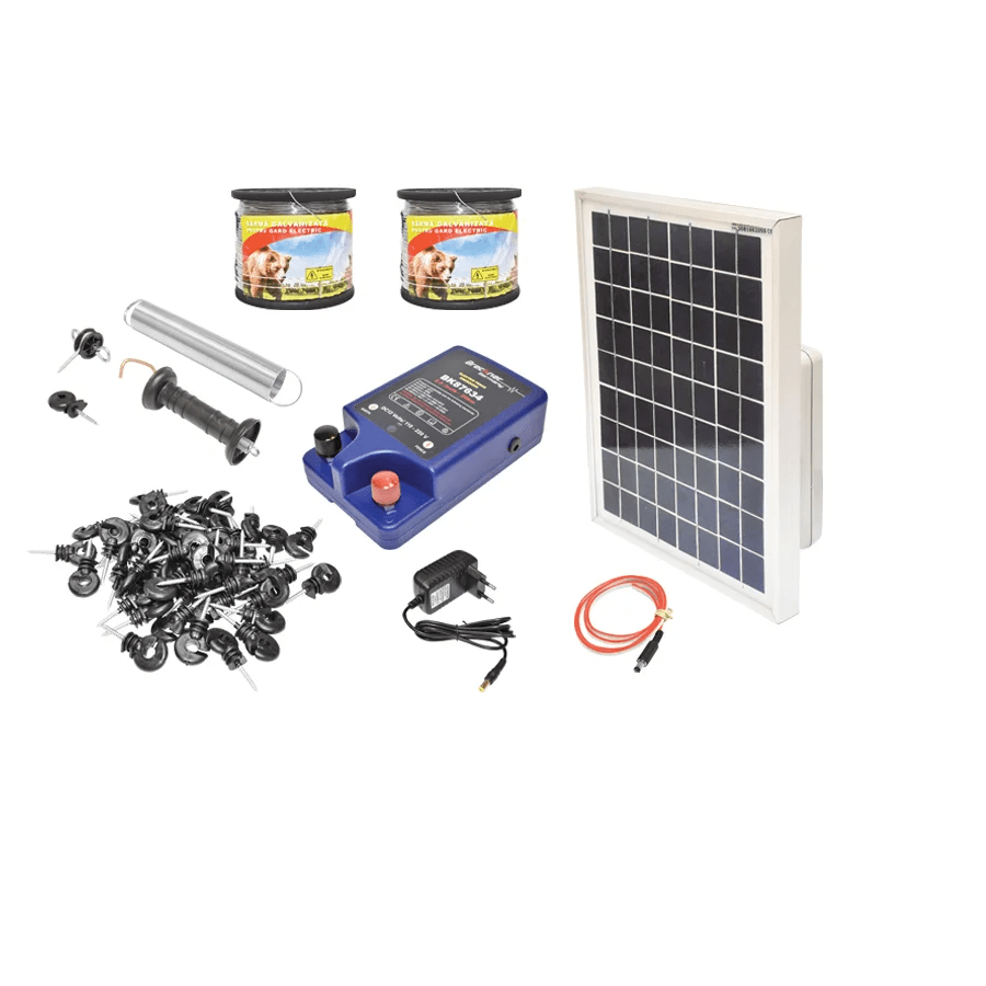 Kit complet gard electric 12-220 V, 2 J cu panou solar 10W Breckner Germany
