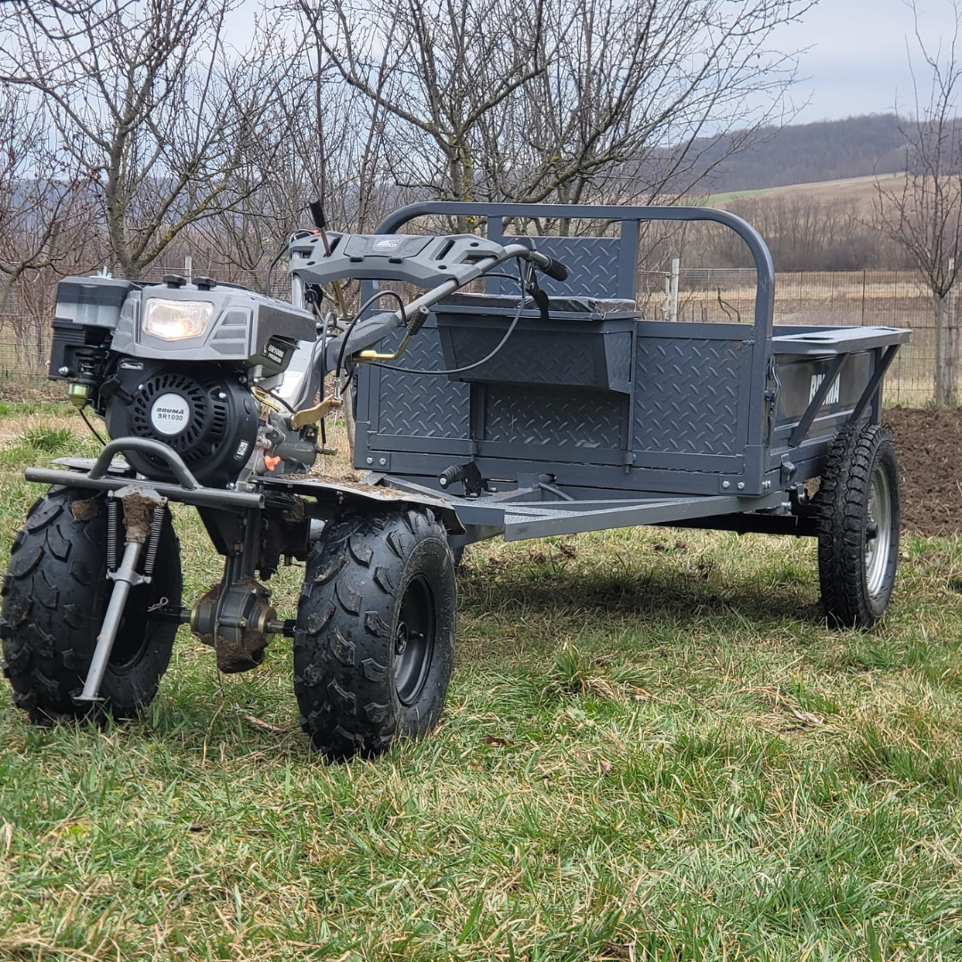 Motocultor BRUMA BR1000, benzina, 8.5 CP, roti ATV + remorca BRU550