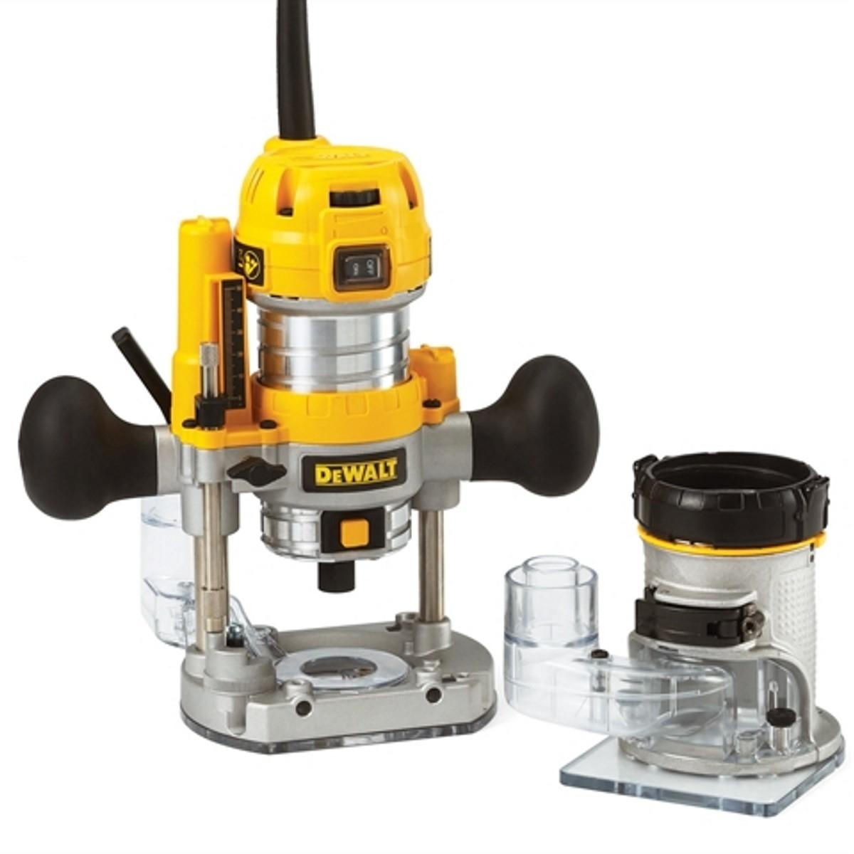 Masina de frezat Dewalt D26204K cu 2 baze (fixa si reglabila), de 8 mm (1/4"), 900 W