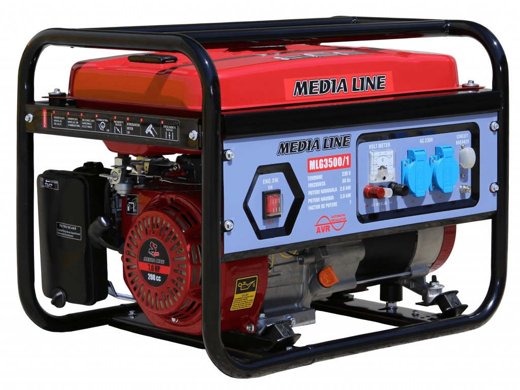 Generator curent pe benzina monofazat Media Line MLG 3500/1, 3 kW, motor Media Line, 230 V