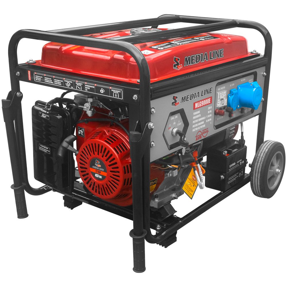 Generator curent pe benzina monofazat Media Line MLG 9000E, 8 kW, motor Media Line, 230 V