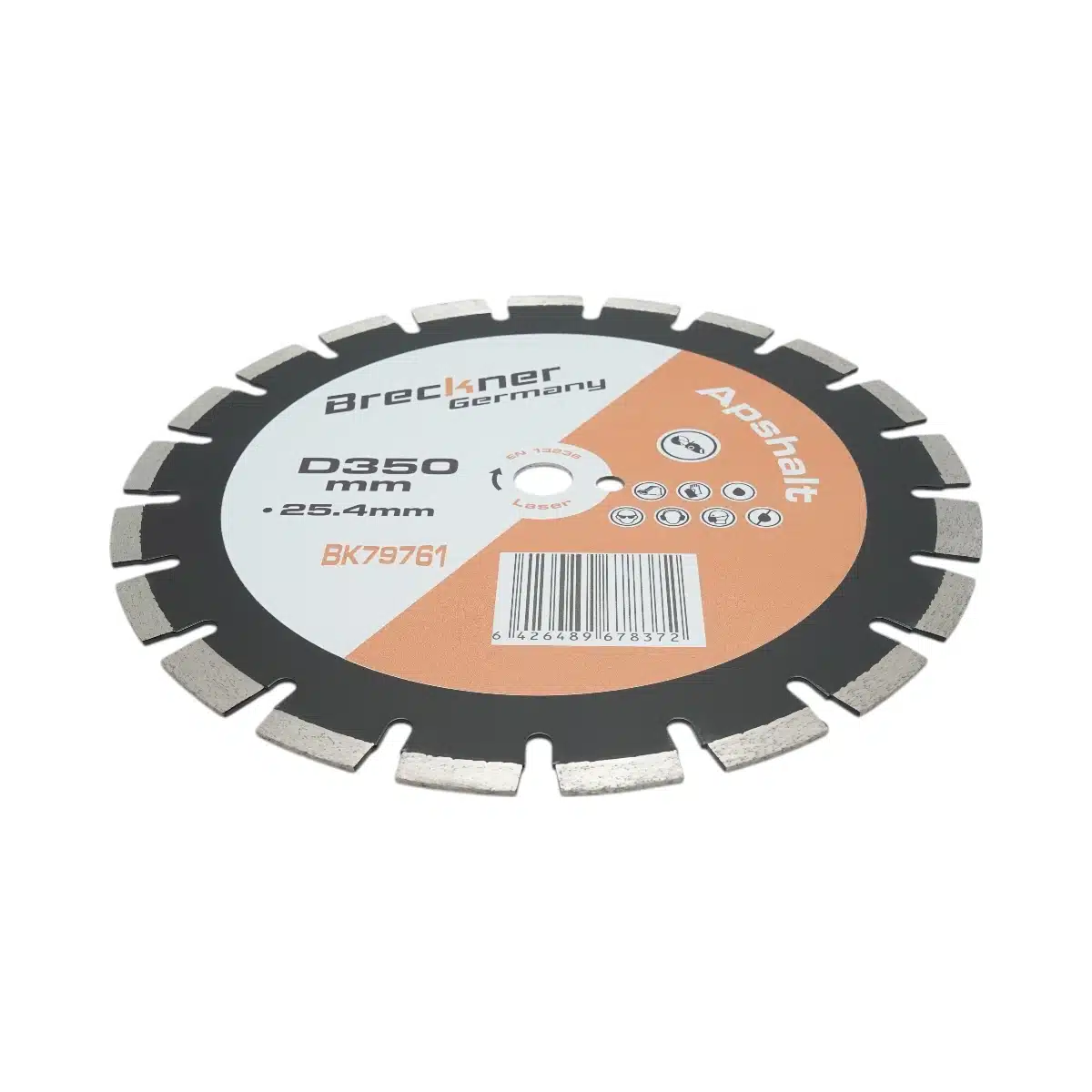 Disc diamantat segmentat 350x25.4mm, B40 segment 12mm pentru asfalt-beton, caramida, sapa