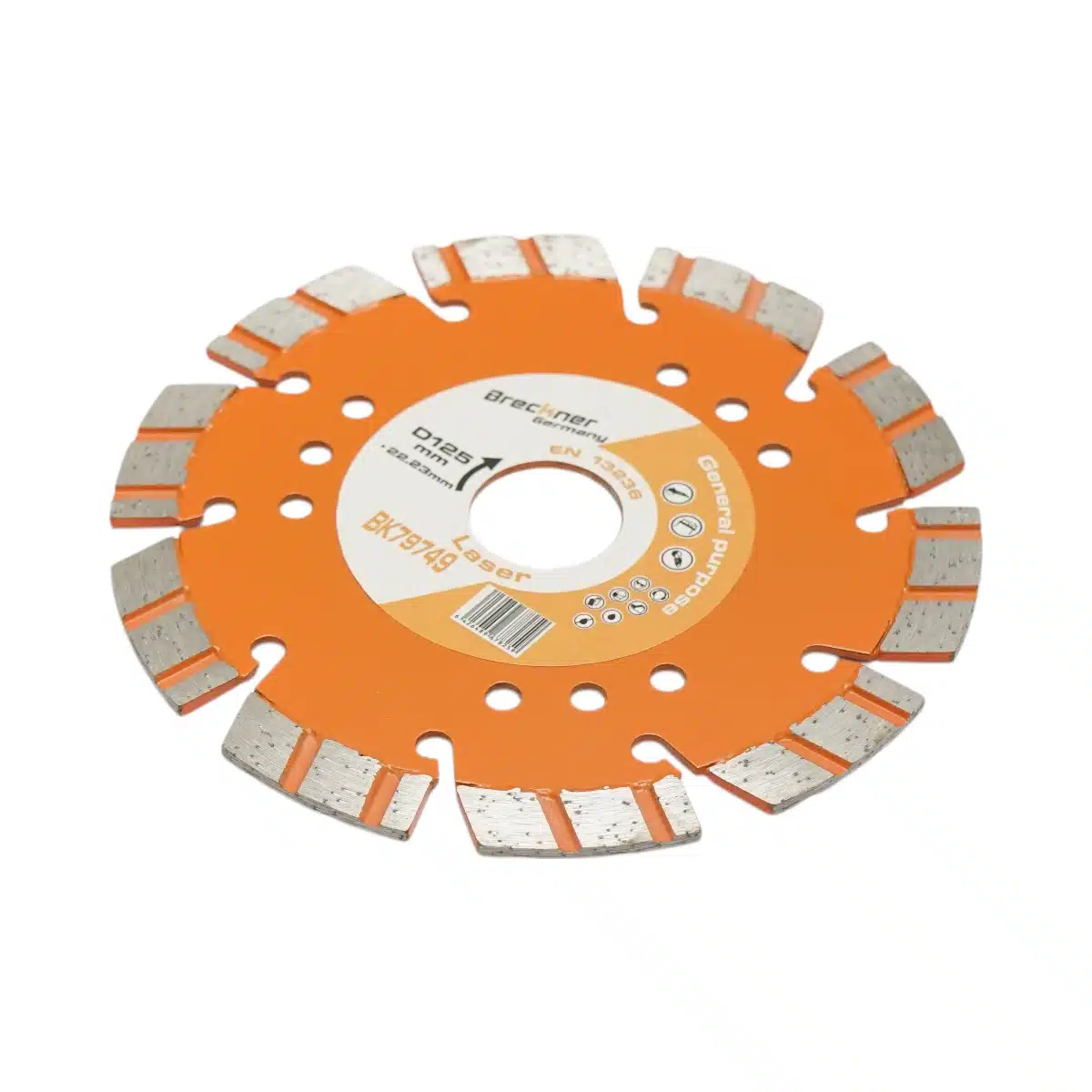 Disc diamantat turbo segmentat 125x22.23mm, segment 10mm pentru taiere beton armat, piatra dura, pavele, boltari