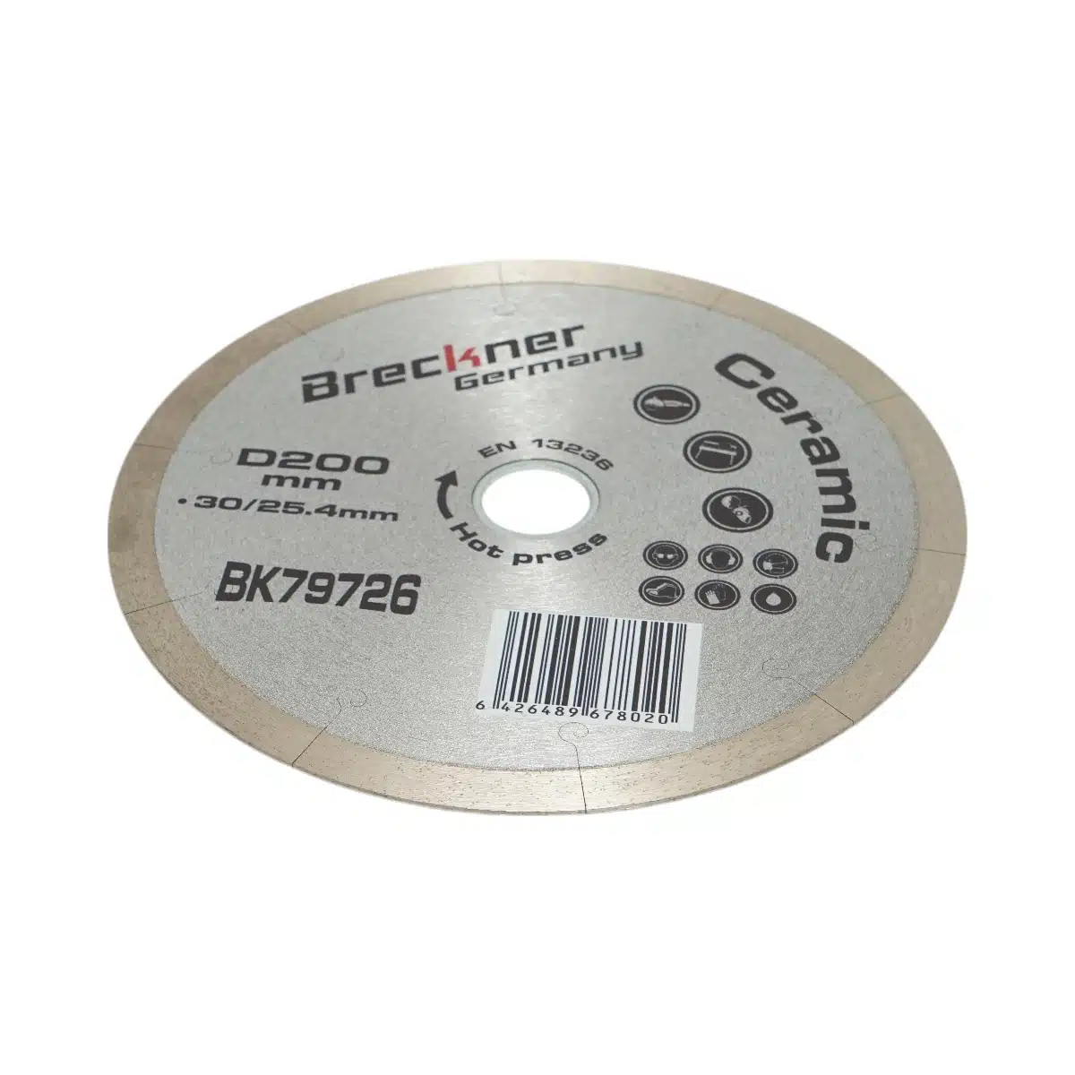 Disc diamantat continuu fractionat 200x30/25.4mm, segment 10mm pentru gresie, faianta, ceramica dura, marmura
