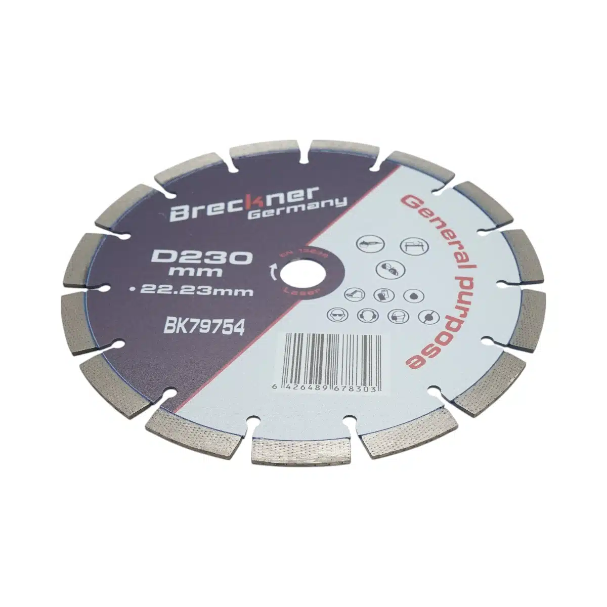 Disc diamantat segmentat 230x22.23mm, segment 12mm pentru beton, pavele, mozaic, boltari, caramida